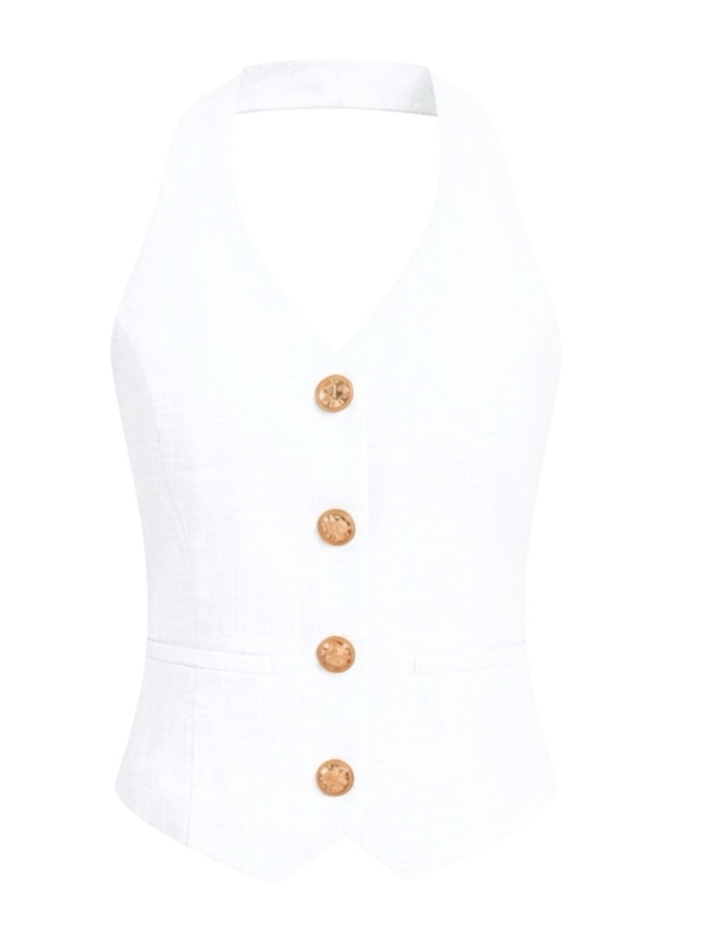 🤍 Coastal Luxe White Halter Vest & Wide Leg Pant Set | Resort Chic 🤍 Small NWT - Picture 7 of 10